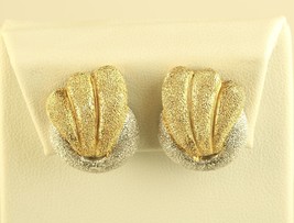 Vtg Sterling Silver Le Monde des Bijoux Clam Sea shell Design Clip On Earrings - £58.66 GBP