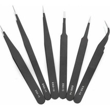 Anti-static Tool Metallic Tweezers 6 pieces Set Professional Quality Rep... - £12.54 GBP