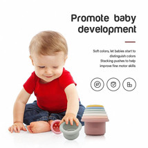 7pc Baby Silicone Stacking Cups: Montessori Blocks, BPA-Free - £10.86 GBP