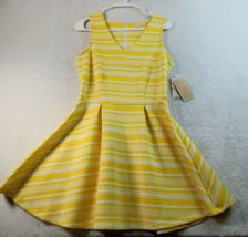 Copper Key Dress Juniors Small Yellow White Striped Fit &amp; Flare Back Zip... - £13.74 GBP