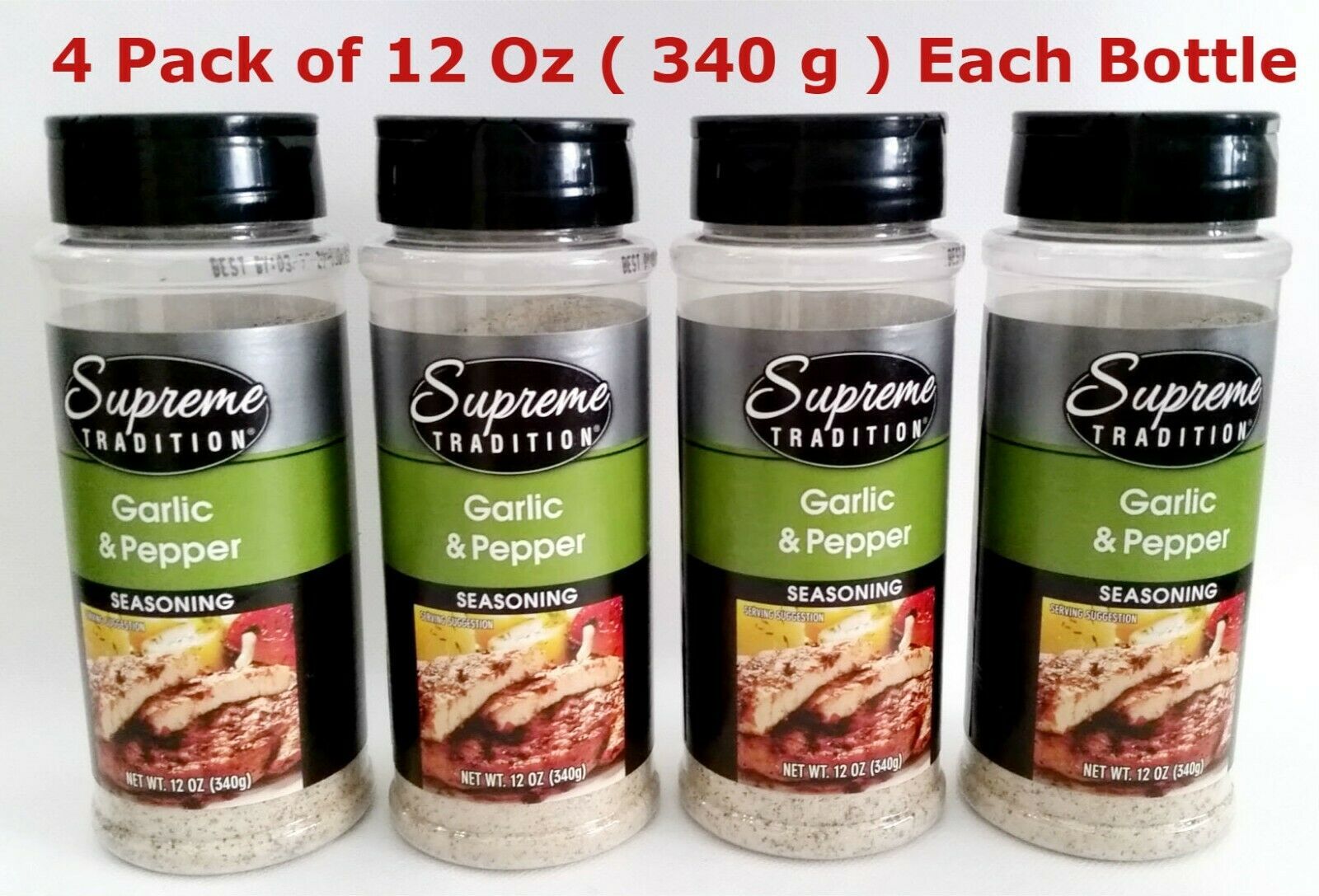 Primary image for New! 4 X 12 oz Supreme Tradition Garlic and Pepper Seasoning Sealed Packed