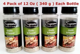 New! 4 X 12 oz Supreme Tradition Garlic and Pepper Seasoning Sealed Packed - $24.74
