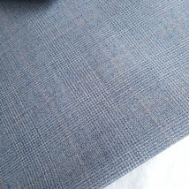 3.22 yds High End European Glen Plaid Wool Blue Gray Suiting Fabric 59&quot; x 116&quot; - £84.14 GBP
