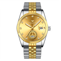 Middle-Aged Gold Watch Men&#39;s Quartz Watch Dad Grandeur Design Waterproof Electro - £24.09 GBP