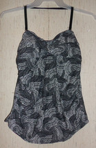 NEW WOMENS liz lange) maternity BLACK &amp; WHITE PRINT TANKINI SWIMSUIT TOP... - £18.34 GBP