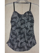 NEW WOMENS liz lange) maternity BLACK &amp; WHITE PRINT TANKINI SWIMSUIT TOP... - $31.90 CAD
