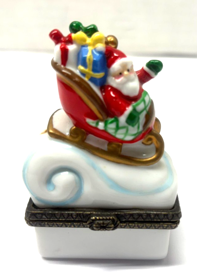 Perjinkities Midwest Porcelain Christmas Santa in Sleigh Mini Trinket Hi... - $14.85