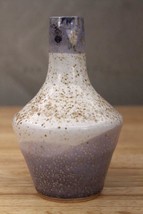 Vintage Studio Art Pottery Purple Tonal Brown Fleck Glaze Bud Flower Vase - £11.97 GBP