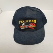 Vintage Fix It Man Denim Snapback Hat, Carpentry, Dad Gift, Large Patch - £17.34 GBP