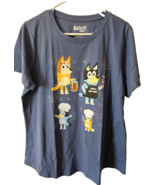 Bluey Womens T Shirt Size XL Blue With Characters Cotton Polyester Blend... - $27.10 CAD