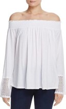 Three Dots Womens Trellis Lace Peasant Top Size Small Color White - £34.93 GBP