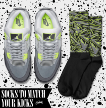 ABSTRACT Socks for J1 4 Neon Green Volt Air Max 95 Air Zoom Electric T S... - $20.69