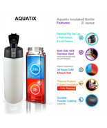 Aquatix Powdered White Insulated FlipTop Sport Bottle 21 ounce Stainless... - $26.46 CAD