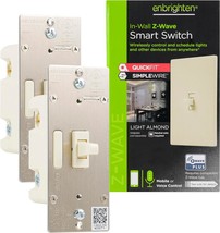 Almond Z Wave Plus Smart Light Switch with QuickFit and SimpleWire 3 Way... - £55.66 GBP