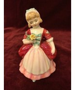 Vintage 1952 Royal Doulton Valerie Figurine; HN 2107 red dress Mid century - $31.67