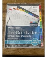 Office Depot Jan-Dec Dividers W/ Printable Table Of Contents - $12.38 CAD
