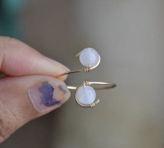 Handmade Rainbow moonstone 14k gold filled wire ring - £16.77 GBP