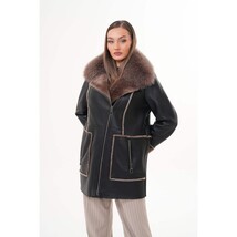 Vinci The Avalon Shearling Black Leather Women Jacket image 14
