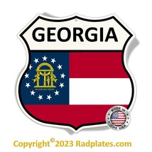 GEORGIA STATE FLAG HIGHWAY STREET SIGN ALUNINUM 12&quot; SHIELLD MADE IN THE ... - £15.41 GBP