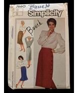 7660 Simplicity SKIRT 1980s Slim Straight Back Zipper Size 12 Complete C... - $89.19 MXN