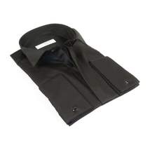 Mens CEREMONIA Tuxedo Formal Shirt 100% Cotton Turkey Slim Fit #stn 15 aty black image 3
