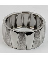 Vintage Elegant Silver Tone Bracelet Stretchy 1.25 Inch Wide - $175.60 MXN