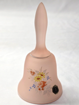 Vintage WESTMORELAND 5.25&quot; Glass Bell Hand Painted Wildflowers On Pink F... - $10.68