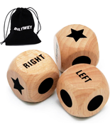 3Pcs Left Right Center Game Dice 1 Inch Beech Wood Dices with Drawstring... - $13.34