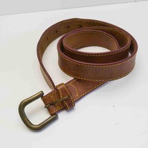 Marrone Vera Pelle Cintura W/Fibbia IN Ottone - £35.72 GBP