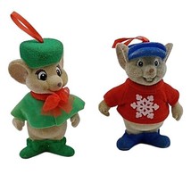 Vtg Disney Flocked Christmas Ornaments Rescuers Down Under Bernard Bianca Mice  - £11.18 GBP