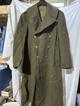Vintage 1941 WW2 US Army Enlisted Trench Coat Overcoat 36R Heavy Wool Green - £104.98 GBP