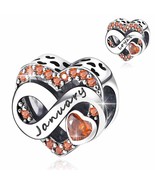 January Birthstone Month Charm Bead 925 Silver Fit European Bracelet DIY - $29.81 CAD