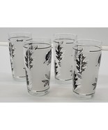 *MM) Lot of 4 Libbey Glass Company Silver Foliage Leaves 4oz Flat Juice ... - £11.84 GBP