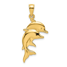 14K 2-D Polished Double Dolphins Charm K7923 - £219.00 GBP