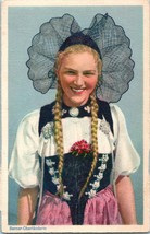 Vtg Cartolina 1920s Bernese Oberlander Swiss Girl IN Costume Berner-Oberlanderin - £8.02 GBP