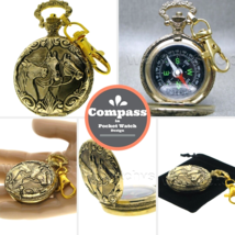 Metal Compass with Cover Liquid Fill Pocket Watch Style Hiking Swivel Clip CP36 - £13.32 GBP