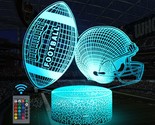 American Football Helmet Night Light,3D Illusion Led Lamp,16 Colors Dimm... - $35.99