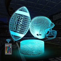 American Football Helmet Night Light,3D Illusion Led Lamp,16 Colors Dimmable Wit - £28.32 GBP