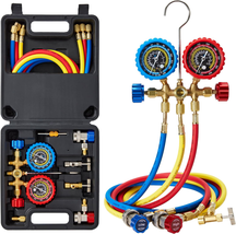 HVAC Manifold Gauge Set for R134 R22 R12 R502, with Hoses Couplers Adapt... - $103.41