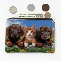 Dachshund With Cat : Gift Coin Purse Dog Photography Pet Funny Cute Puppy - £7.86 GBP
