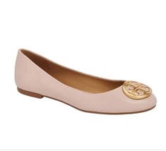 Tory Burch Benton Ballet Flat in Pink Leather Gold Logo Sz 9 NIB! - $173.24