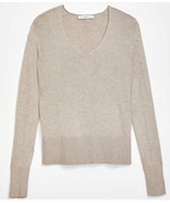 NWT Women&#39;s LOFT L/S Rib Trim V-Neck Sweater in Heather Beige Sz XL - €32,14 EUR