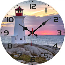 10 Inch Round Scenic Lighthouse At Sunset Easy to Read Wall Clock NEW! - £10.08 GBP