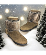 Aquatalia “Wilona” Frosted Faux Fur &amp; Suede Winter Ankle Boots Women 7 B... - $1,780.19 MXN