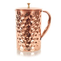 copper jug water pitcher Hammered Design 1500 ML Brass Knob - £40.85 GBP