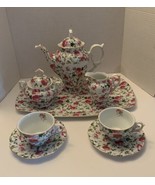 Tea Set Porcelain 10 Pc Victoria’s Garden rare - $2,855.73 MXN