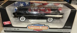 1:18 American Muscle Ertl 1957 Chevy Bel Air Convertible Die Cast Black &amp; Red - £31.14 GBP