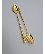 Viners of Sheffield Gold Electroplated Cane Faux Bamboo Iced Tea Spoons ... - $355.74 MXN