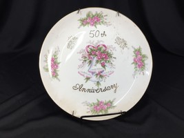 Vintage 50th Anniversary Decorative Plate Wall Hanger Roses Bells Made i... - £12.04 GBP