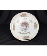Vintage 50th Anniversary Decorative Plate Wall Hanger Roses Bells Made i... - £11.72 GBP
